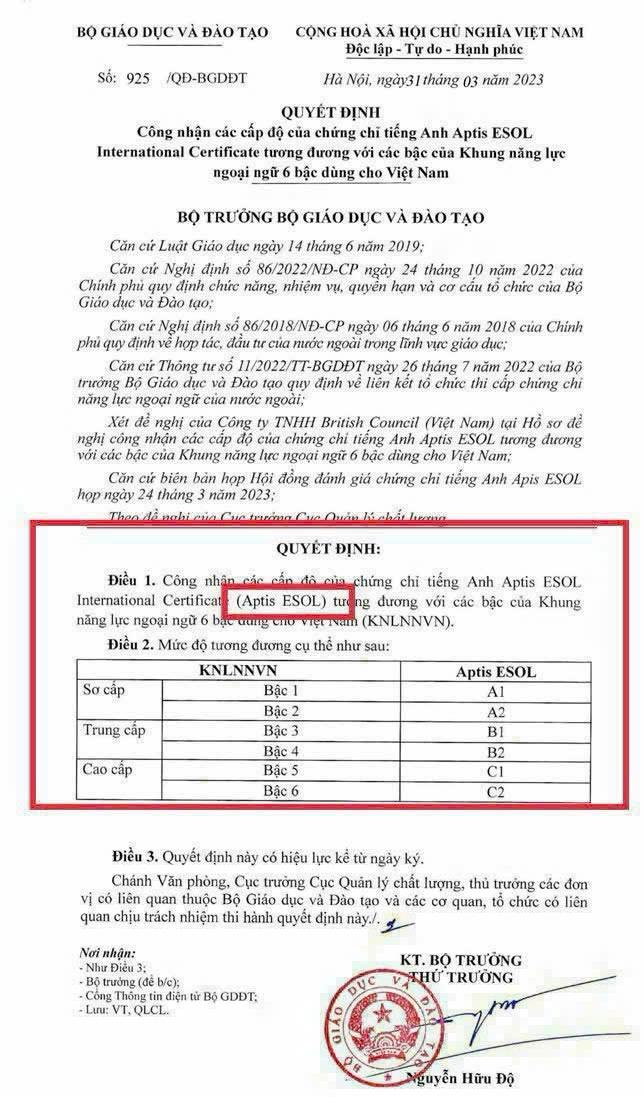 Chứng chỉ và công văn